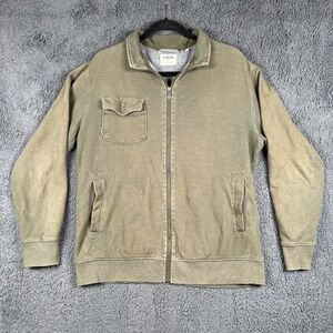 Linksoul Mens Full Zip Sweatshirt Olive Green Utility Jacket Golf Size M Pockets